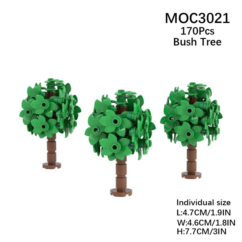 MOC3021 Farm outdoor roadside Green Tree Plants Building Blocks Bricks Kids Toys for Children Gift MOC Parts