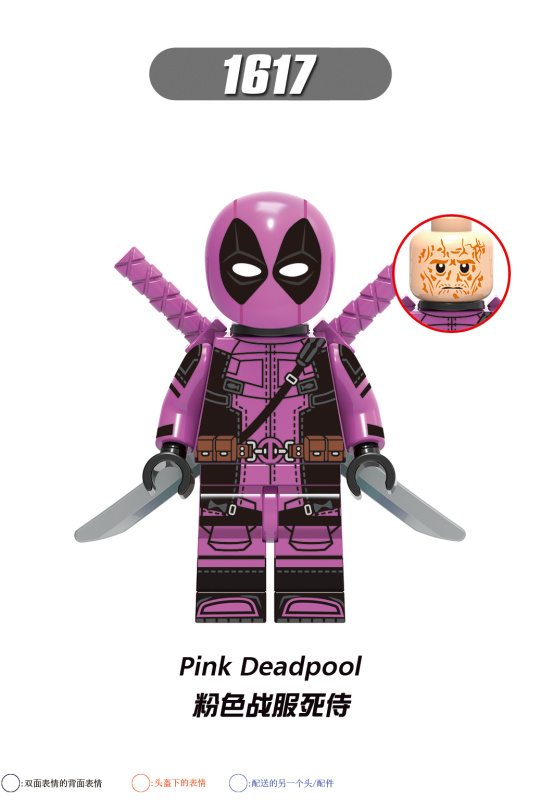 X0302 Marvel Super Hero Deadpool Gwenpool Greenpool Tron Deadpool Pink Yellow Blue White Deadpool Action Figure Building Blocks Kids Toys