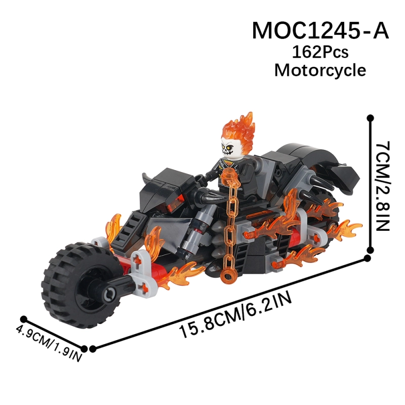 MOC1245 Creativity series Marvel Ghost Rider Motorcycle Model Building Blocks Bricks Kids Toys for Children Gift MOC Parts