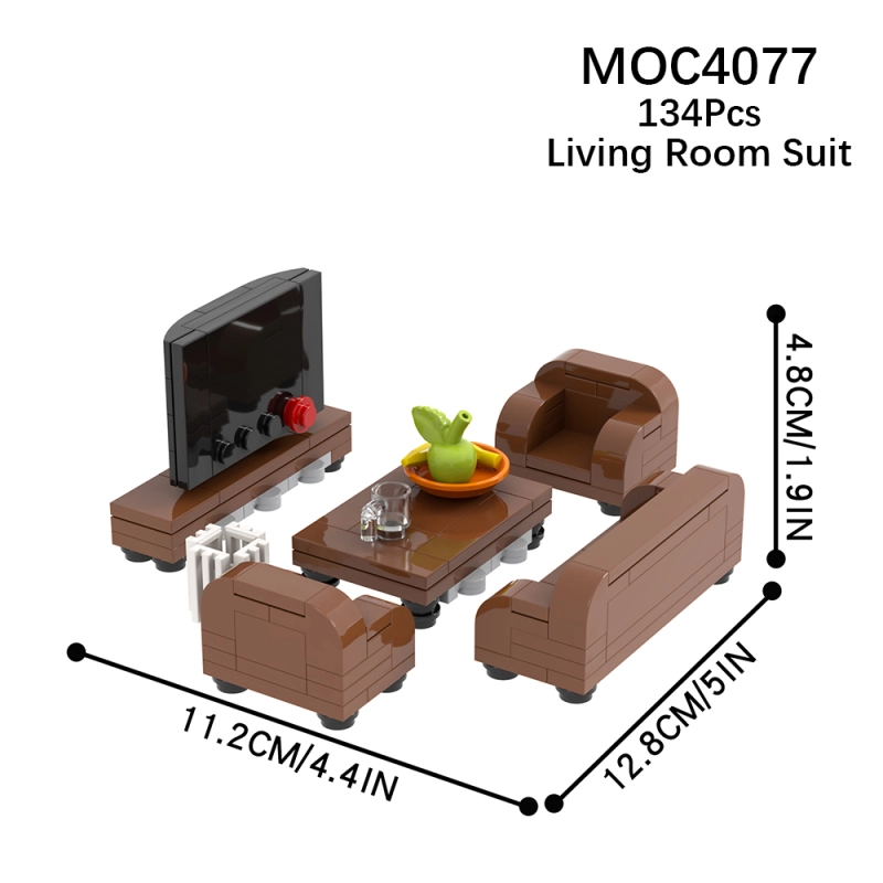 MOC4077 City Room Furniture Sofa TV Set Building Blocks Bricks Kids Toys for Children Gift MOC Parts