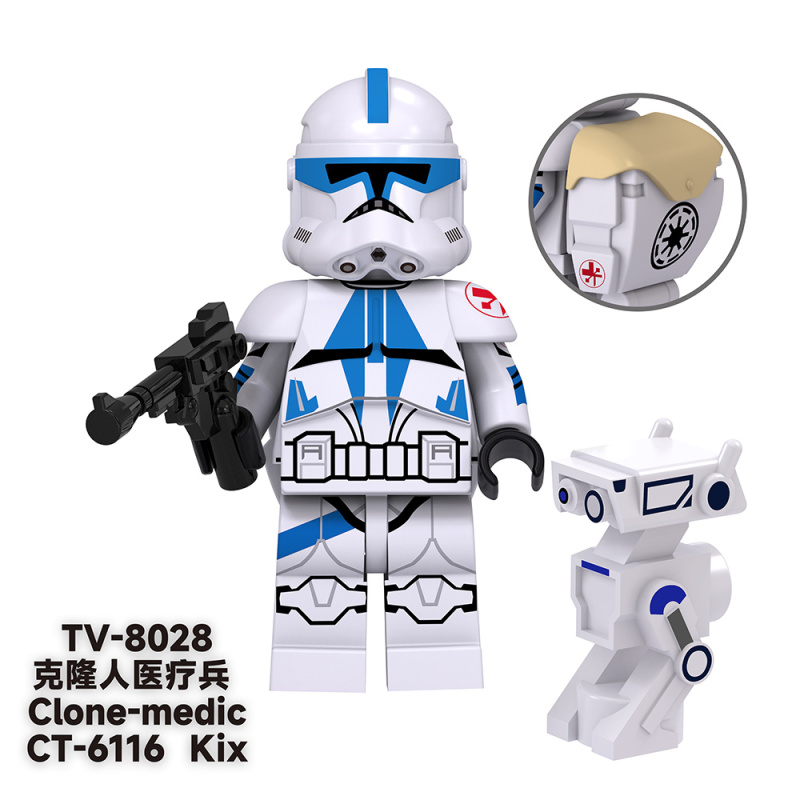 TV6104 Star Wars Movie Series Darth Maul Obi-Wan 501 Jet Trooper 501Clone Trooper Commander Bacara Clone-medic CT-6116 Kix Rey Kylo Ren Action Figure Building Blocks Kids Toys