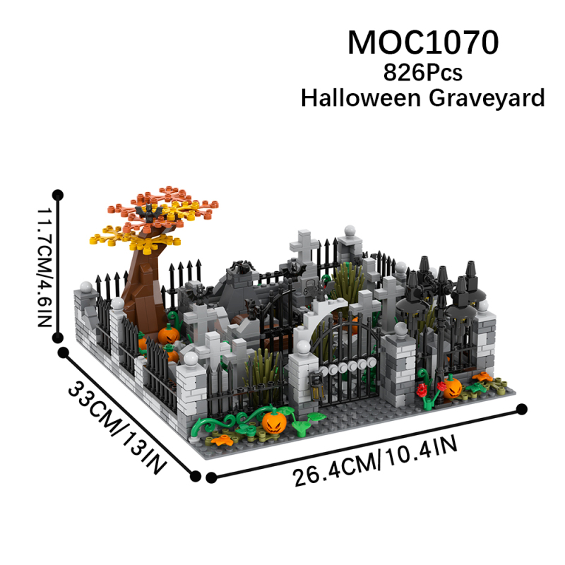 MOC1070 Creativity series Halloween Cemetery Building Blocks Bricks Kids Toys for Children Gift MOC Parts