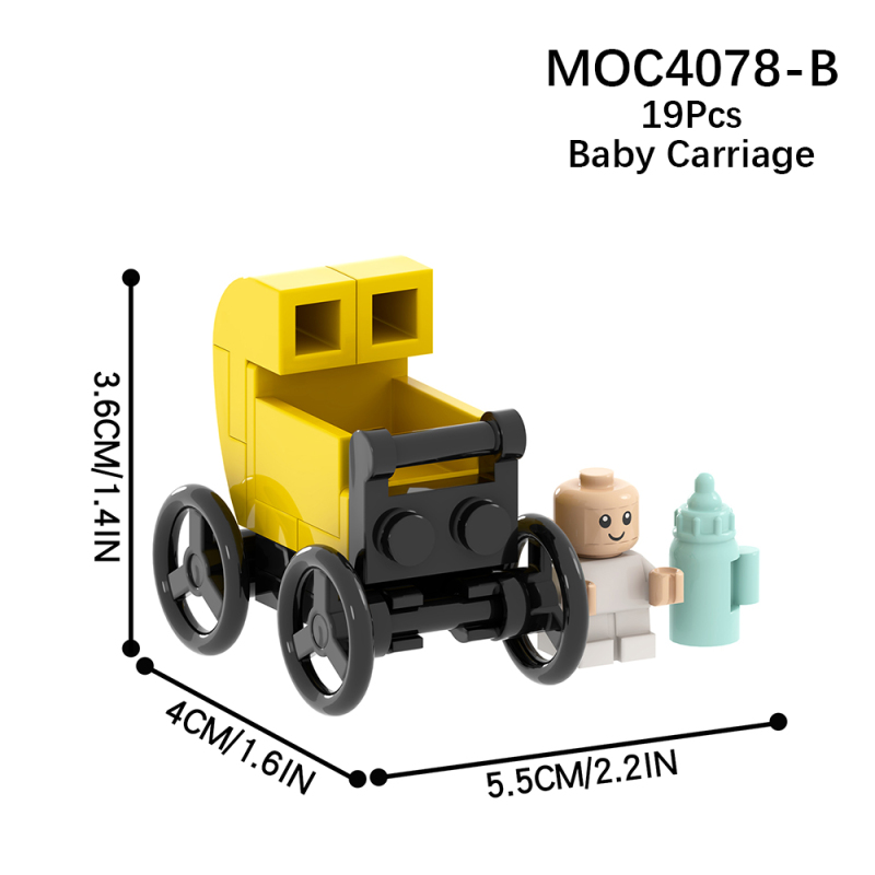 MOC4078 City Room Furniture Colorful Baby Carriage With Baby Milk Bottle Building Blocks Bricks Kids Toys for Children Gift MOC Parts