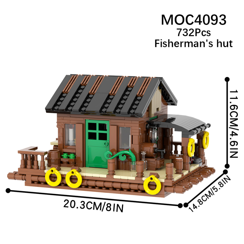 MOC4093 City Series Fisherman's Cabin Model Building Blocks Bricks Kids Toys for Children Gift MOC Parts