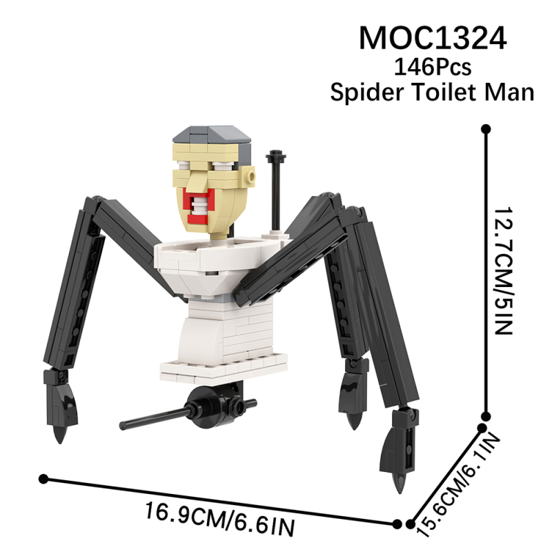 MOC1324 Creativity series Skibidi Toilet Game Spider Toilet Man Character Model Building Blocks Bricks Kids Toys for Children Gift MOC Parts