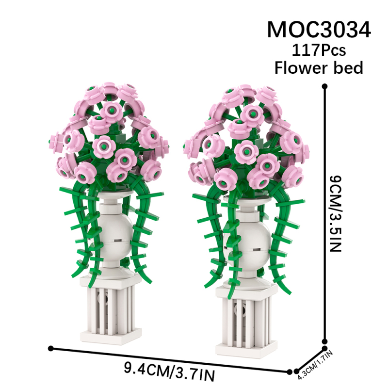 MOC3034 Farm Series Flower Decoration Model Building Blocks Bricks Kids Toys for Children Gift MOC Parts