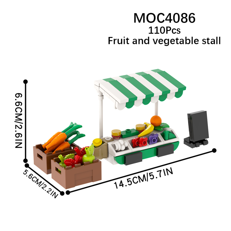 MOC4086 City Series Fruit vegetable stall Building Blocks Bricks Kids Toys for Children Gift MOC Parts