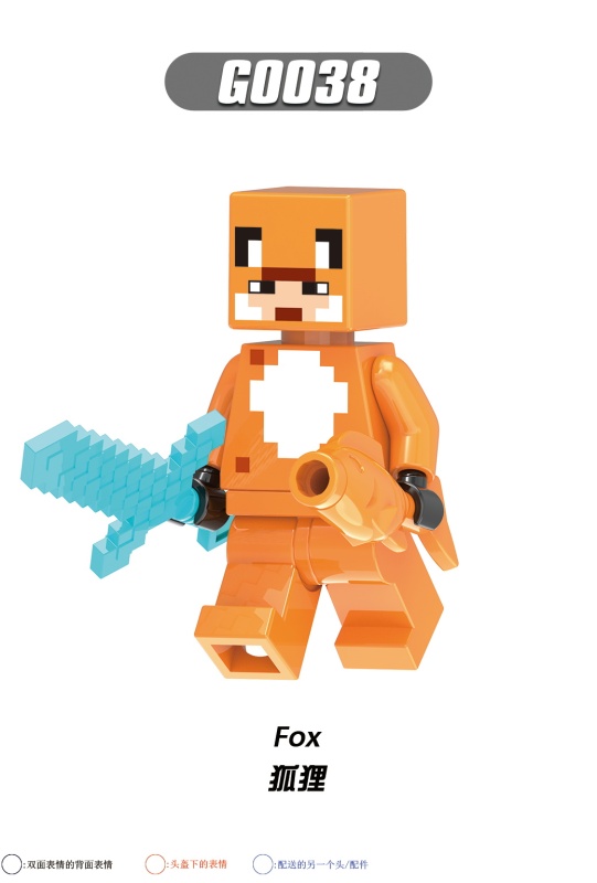 G0105 Minecraft Game Series Diver Tamer Zombie Villager Zombie Ninja Fox Rogue Nether Adventurer Action Figure Building Blocks Kids Toys