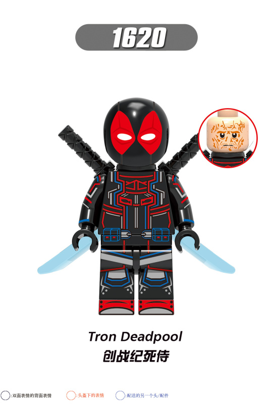 X0302 Marvel Super Hero Deadpool Gwenpool Greenpool Tron Deadpool Pink Yellow Blue White Deadpool Action Figure Building Blocks Kids Toys