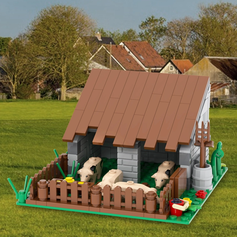 MOC3032 Farm Series pigpen Model Building Blocks Bricks Kids Toys for Children Gift MOC Parts