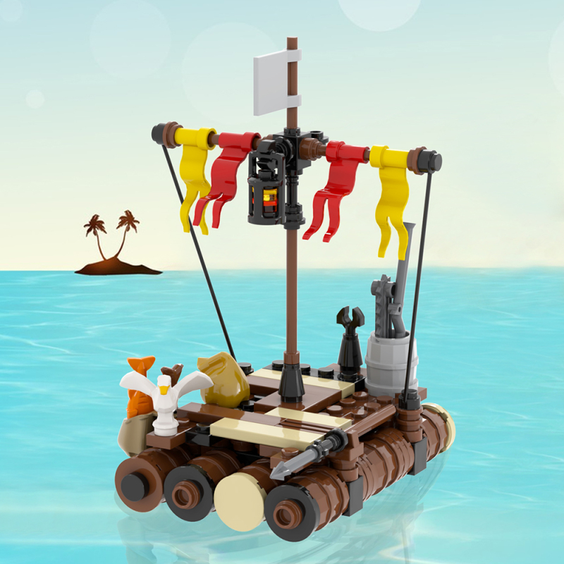 MOC5055 Military Series Pirate raft Building Blocks Bricks Kids Toys for Children Gift MOC Parts