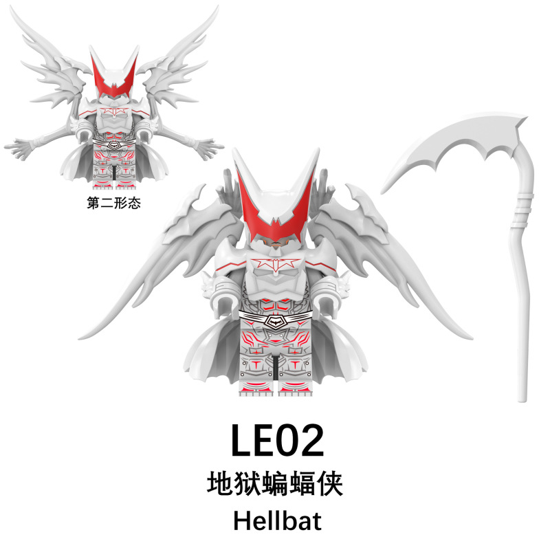 LE01 LE02 DC Movie Super Hero Hellbat Black White Mecha Action Figure Building Blocks Kids Toys