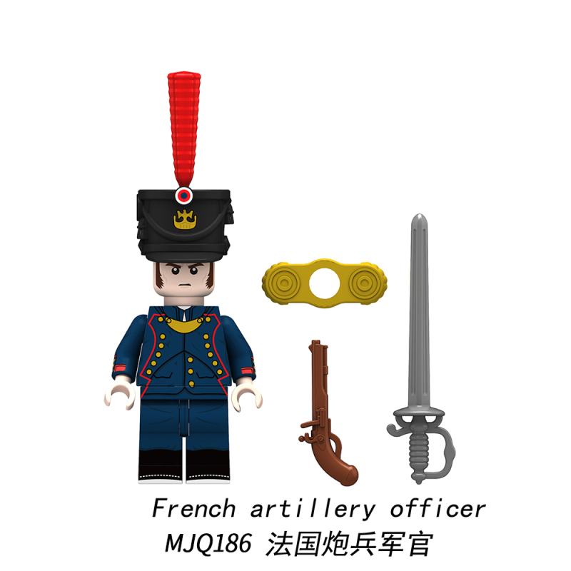 MJQ182-189  Military Russian artillery officer Russian artillery French artillery officer French artillery Soldiers Action Figures Building Blocks Kids Toys