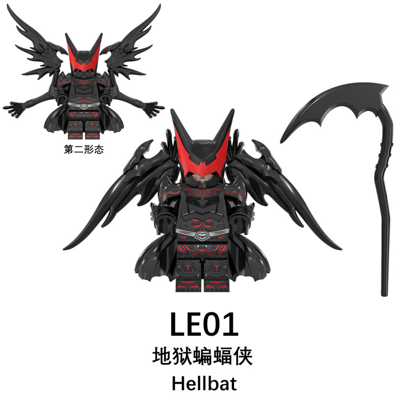 LE01 LE02 DC Movie Super Hero Hellbat Black White Mecha Action Figure Building Blocks Kids Toys