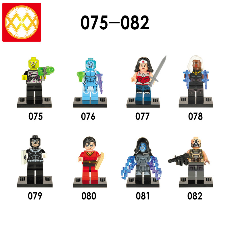 XH075-082 Marvel DC Movie Brainiac Electro Wonder Woman Storm Plastic Man Bane Action Figure Building Blocks Kids Toys