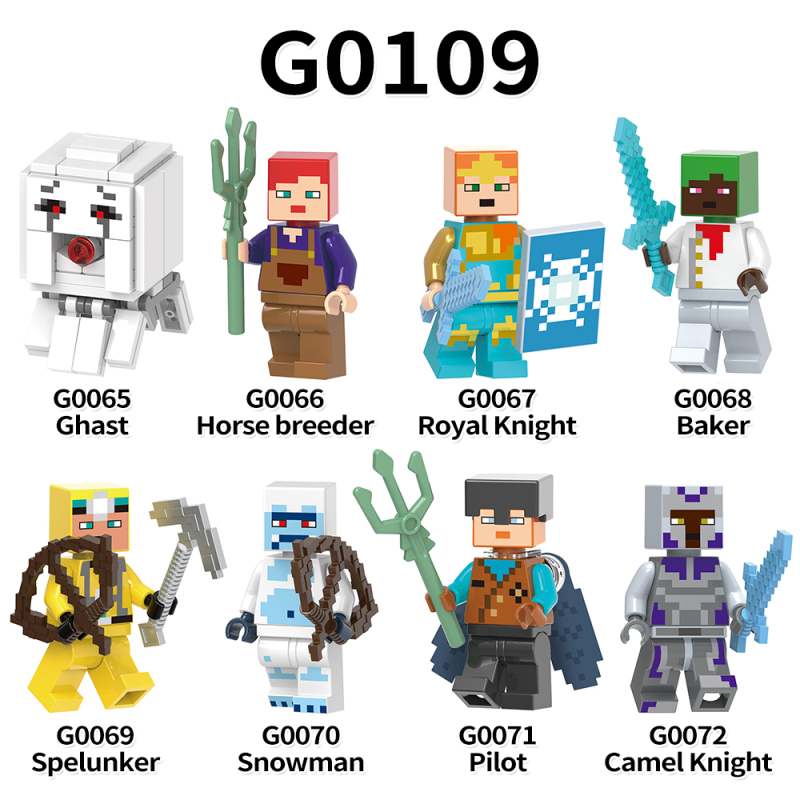 G0109 Minecraft Game Series Ghast Horse Breeder Royal Knight Baker Spelunker Snowman Pilot Camel Knight Action Figure Building Blocks Kids Toys