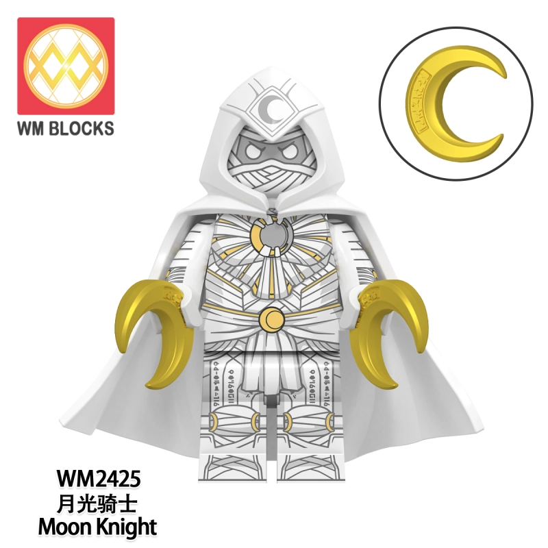 WM2425 WM2426 Marvel Super Hero Moon Knight Action Figure Building Blocks Kids Toys