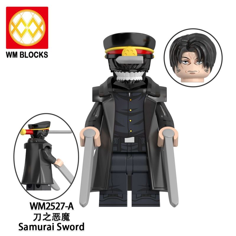WM2527-A Anime Chainsaw Man Samurai Sword Action Figure Building Blocks Kids Toys