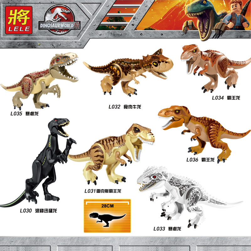 L030-L036 Raptor Dinosaur Tyrannosaurus Rex Action Figures Building Blocks Kids Toys