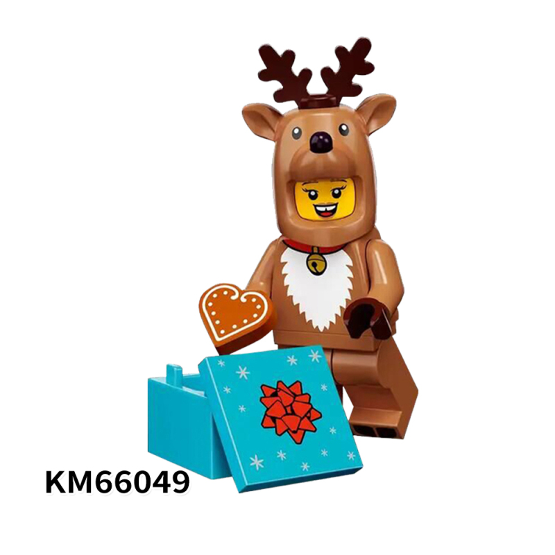 KM66045-66050 cartoon Grey Wolf Walnut clip Turkeyman snowman Sika deer Fire Dragon Man Action Figures Building Blocks Kids Toys