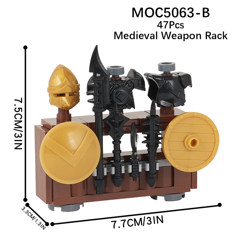 MOC5063 Military Series Medieval Weapon Racks Armors Building Blocks Bricks Kids Toys for Children Gift MOC Parts