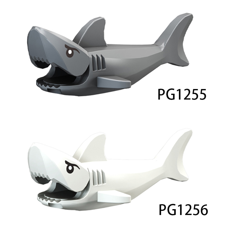 PG1255 Grey SharkPG1256 Great White Shark Sea Animal Compatible Building Blocks Kids Toys