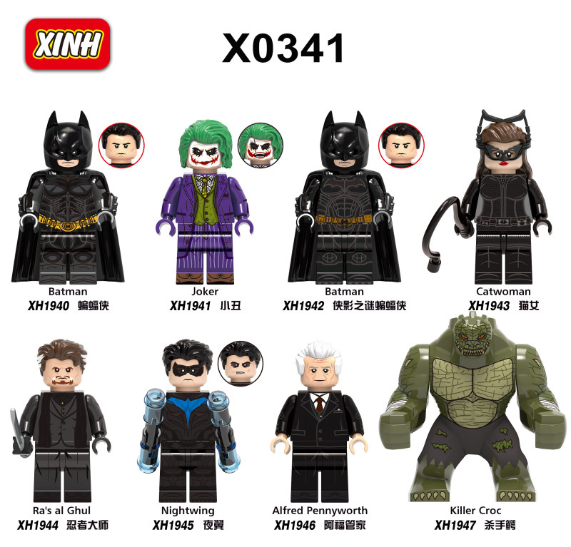 X0341 Super Hero DC Movie Batman Joker Catwoman Ra's al Ghul Nightwing Alfred Pennyworth Killer Croc Action Figure Building Blocks Kids Toys