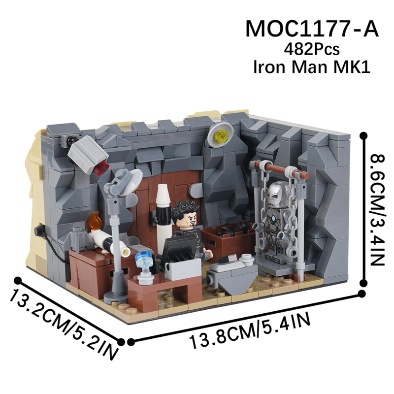 MOC1177 Creativity series Marvel Iron Man MK1 scene Model Building Blocks Bricks Kids Toys for Children Gift MOC Parts