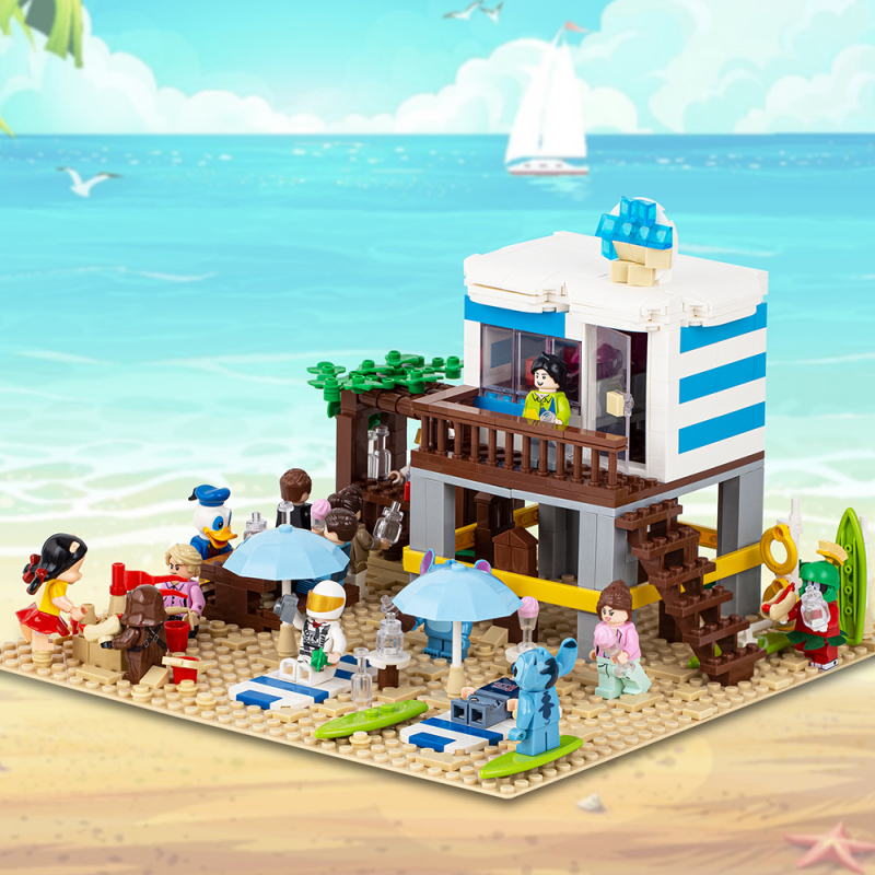 MOC4068 City Series Seaside Beach Sreet View Building Blocks Bricks Kids Toys for Children Gift MOC Parts