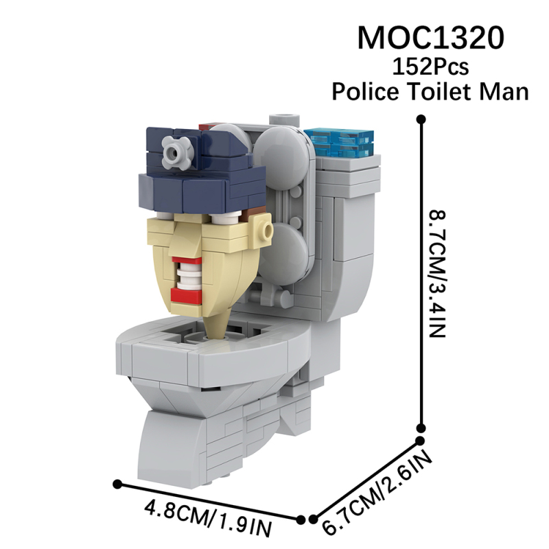 MOC1320 Creativity series Skibidi Toilet Game Police Toilet Man Character Model Building Blocks Bricks Kids Toys for Children Gift MOC Parts