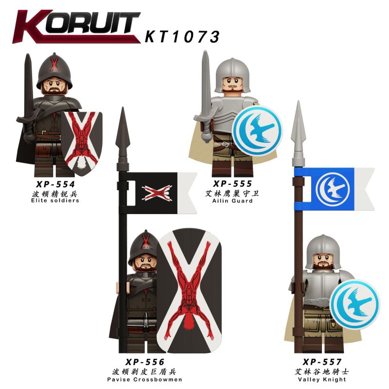 KT1073 Military Middle Ages Wars Movie & TV Action Figures Valley Knight Pavise Crossbowmen Ailin Guard Elite Soldiers Compatible with MiniFigs Building Blocks Kids Toys Gift Koruit