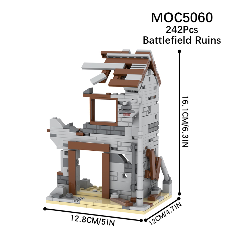 MOC5060 Military Series Battlefield Ruins Building Building Blocks Bricks Kids Toys for Children Gift MOC Parts