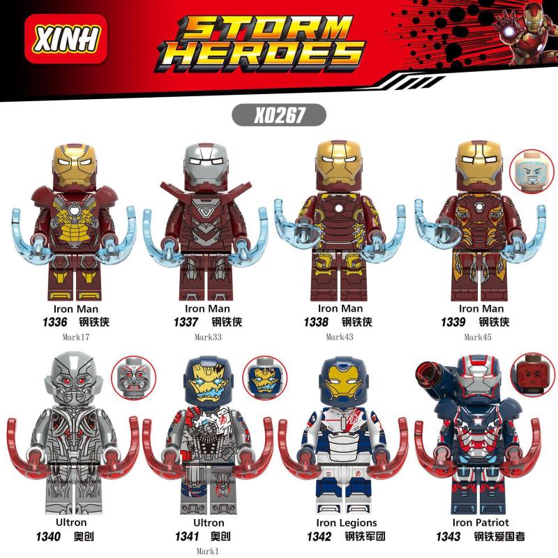 X0267 Marvel Movie Iron Man MK17 MK33 MK43 MK45 Ultron Action Figure Building Blocks Kids Toys