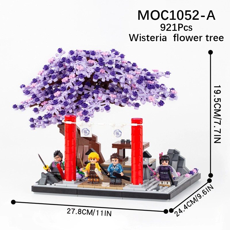 MOC1052  MOC1052-A Demon Slayer Wisteria Tree Building Blocks Bricks Kids Toys for Children Gift MOC Parts Creativity