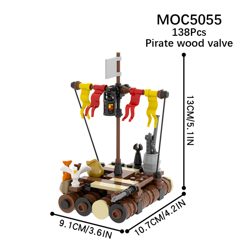 MOC5055 Military Series Pirate raft Building Blocks Bricks Kids Toys for Children Gift MOC Parts
