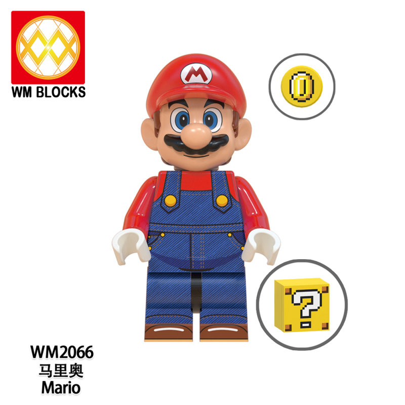 WM6103 Mario GAME Mario Toad Charles Martinet Wario BIGI T·Yoshisaur Munchakoopas Bowser Action Figure Building Blocks Kids Toys