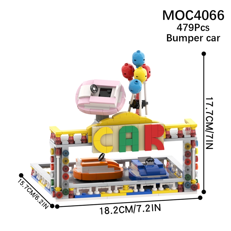 MOC4066 City Series Street View Amusement Park Bumper Car Building Blocks Bricks Kids Toys for Children Gift MOC Parts
