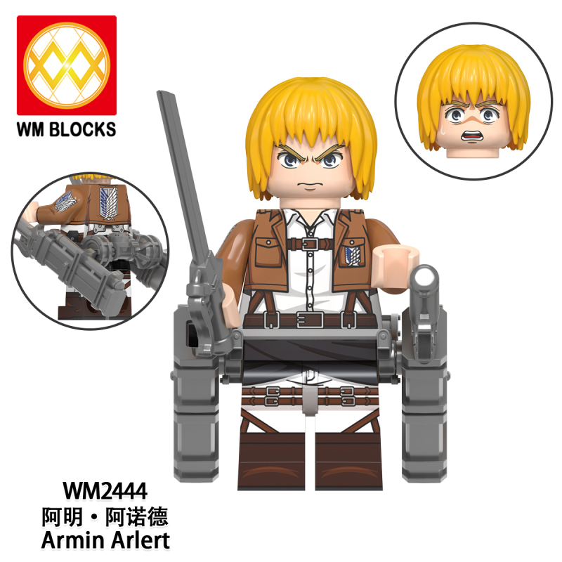 WM6148 Anime Attack on Titan Eren Jaeger Armin Arlert Levi Ackerman Mikasa Ackerman Colossal Titan Armored Titan Beastly Titan Action Figure Building Blocks Kids Toys