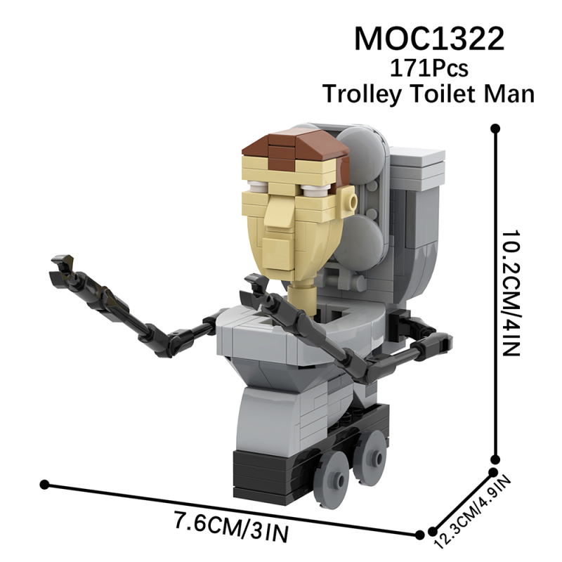 MOC1322 Creativity series Skibidi Toilet Game Trolley Toilet Man Character Model Building Blocks Bricks Kids Toys for Children Gift MOC Parts