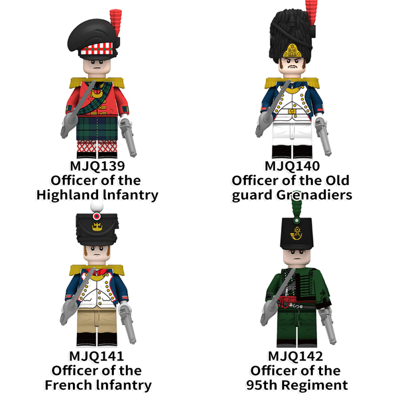 MJQ139-142  Military Officer of the Highland lnfantry Officer of the Old guard Grenadiers Officer of the French Infantry Officer of the 95th Regiment Soldiers Action Figures Building Blocks Kids Toys