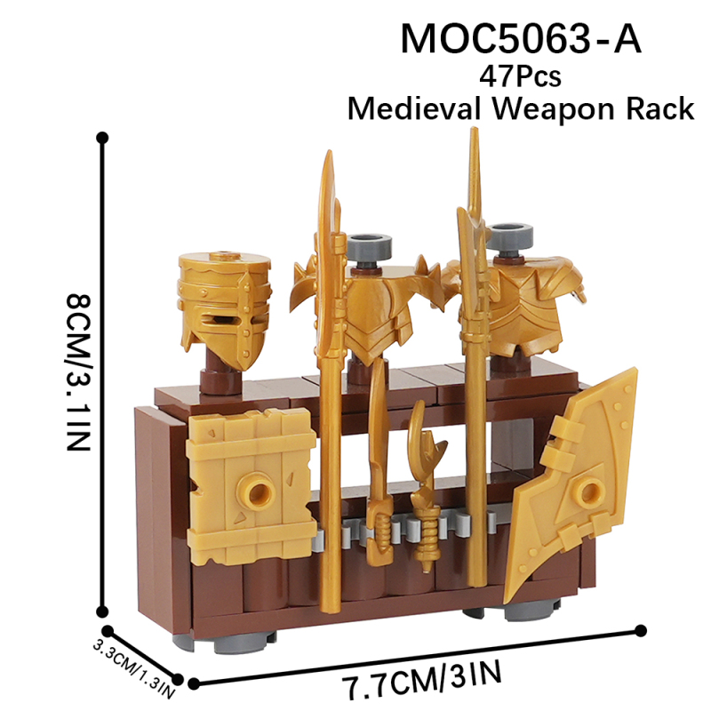 MOC5063 Military Series Medieval Weapon Racks Armors Building Blocks Bricks Kids Toys for Children Gift MOC Parts