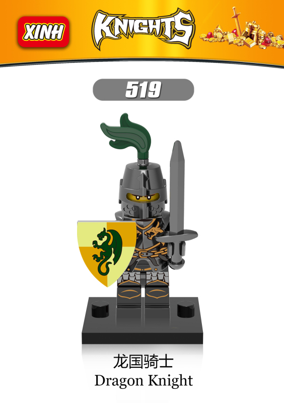X0148 Medieval Dragon Kingdom Frightening Heroic Knight Action Figure Building Blocks Kids Toys