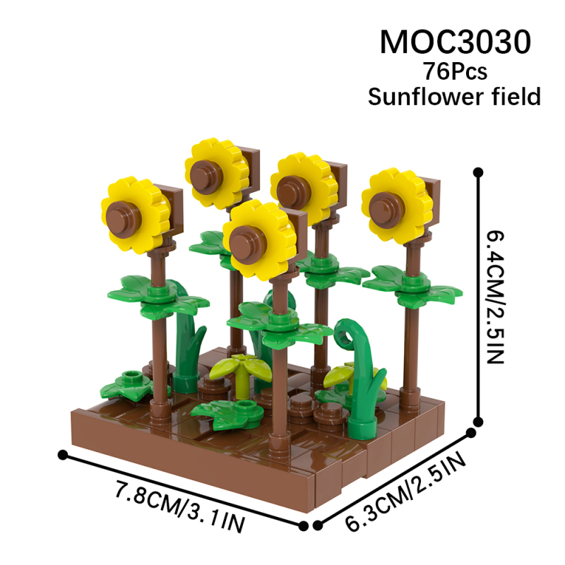 MOC3030 Farm Series Sunflower field Plants Model Building Blocks Bricks Kids Toys for Children Gift MOC Parts