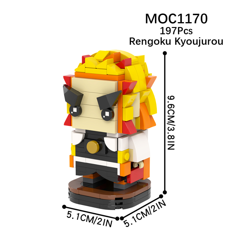 MOC1170 Creativity series Demon Slayer Rengoku Kyoujurou brickheadz Building Blocks Bricks Kids Toys for Children Gift MOC Parts