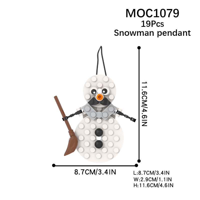 MOC1079 Christmas Series Snow Man Pendant Building Blocks Bricks Kids Toys for Children Gift MOC Parts