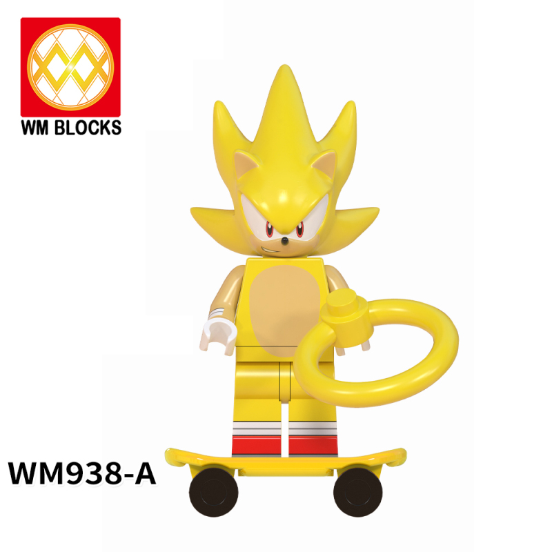 WM6086-A Game Series Sonic Amy Rose Shadow Metal Sonic Nakkurusu Teirusu Silver Super Sonic Action Figure Building Blocks Kids Toys