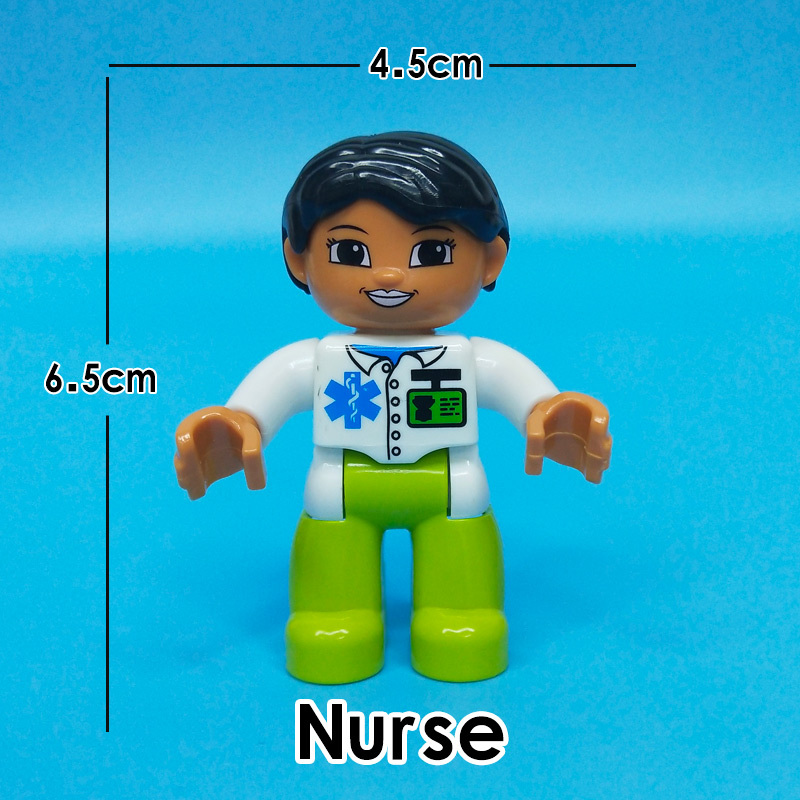 Big Particle Police Doctor Nurse Princess Sailor Cinderella Farmer Model Action Figures Birthday Gifts Building Blocks Kids Toys