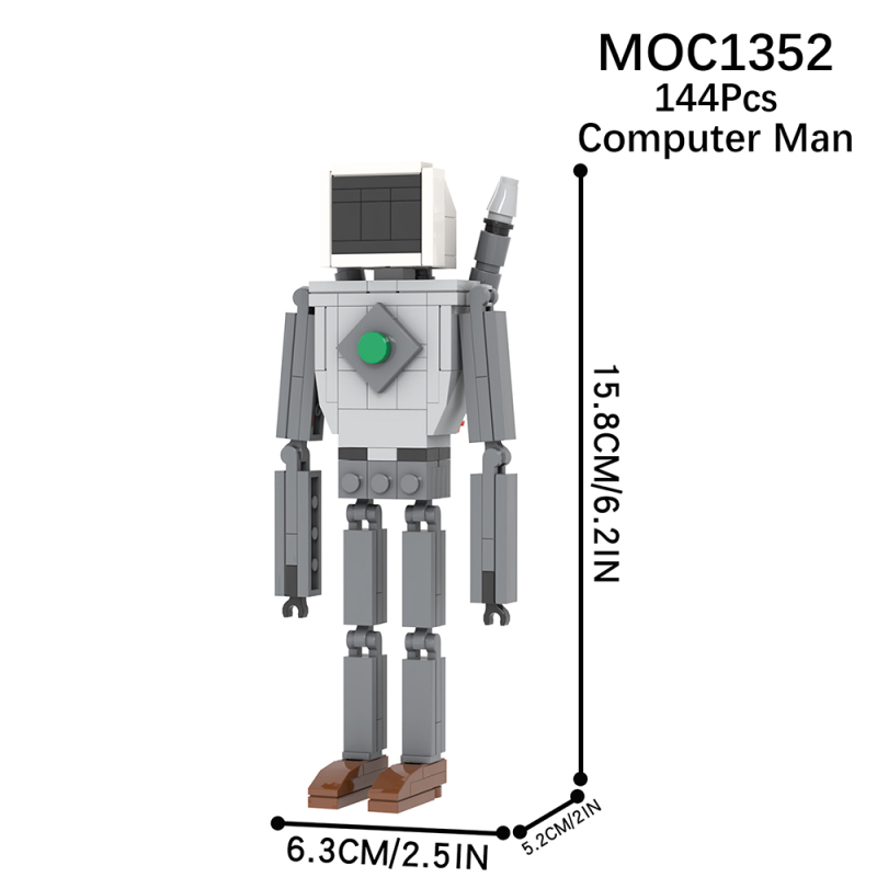 MOC1352 Creativity series Skibidi Toilet Game Computer Man Character Model Building Blocks Bricks Kids Toys for Children Gift MOC Parts