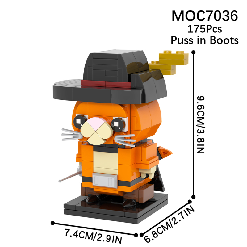 MOC7036 Creativity series Cartoon Movie Puss in Boots Character Brickheadz Building Blocks Bricks Kids Toys for Children Gift MOC Parts