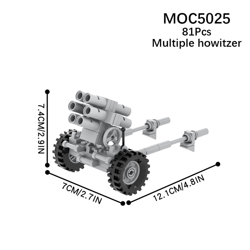 MOC5025 Military Series Multiple Howitzer Army Weapon Cannon Building Blocks Bricks Kids Toys for Children Gift MOC Parts 
